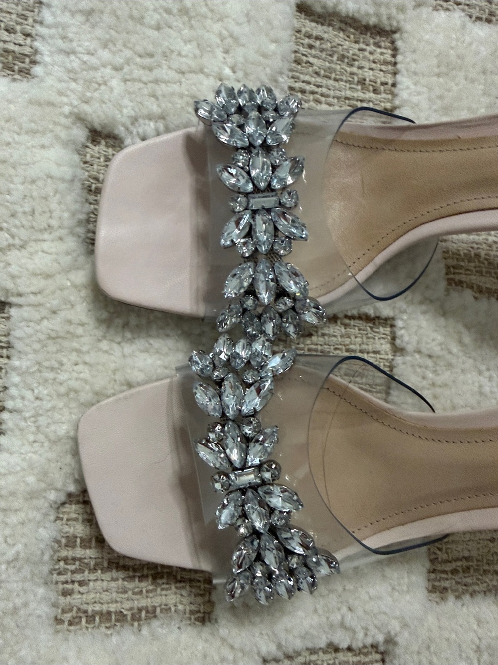 SCHUTZ Pink Crystal-Embellished Clear Strap Mules - Picture 2 of 8
